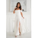 Rochie cununie civila lunga glitter alba cu umerii goi vaporoasa Delight 2 - dyandra.ro