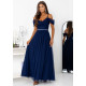 Rochie eleganta lunga din tulle bleumarin navy cu umerii goi vaporoasa KiaraW Rochie eleganta lunga din tulle bleumarin navy cu umerii goi vaporoasa KiaraW 4 - dyandra.ro