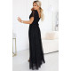 Rochie eleganta lunga neagra din brocard vaporoasa petrecuta Melania Rochie eleganta lunga neagra din brocard vaporoasa petrecuta Melania 3 - dyandra.ro