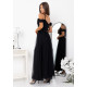 Rochie neagra eleganta lunga din tulle cu umerii goi vaporoasa KiaraW 3 - dyandra.ro