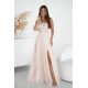 Rochie eleganta lunga din tulle bej cu paiete vaporoasa cu un umar gol Amaryllis Rochie eleganta lunga din tulle bej cu paiete vaporoasa cu un umar gol Amaryllis 2 - dyandra.ro