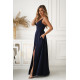 Rochie eleganta lunga bleumarin navy cu bust tip corset Jasmine 3 - dyandra.ro