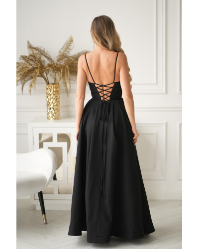 Rochie neagra eleganta lunga cu bust tip corset vaporoasa Jasmine Rochie neagra eleganta lunga cu bust tip corset vaporoasa Jasmine - dyandra.ro