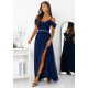 Rochie eleganta lunga din tulle bleumarin navy cu umerii goi vaporoasa KiaraW Rochie eleganta lunga din tulle bleumarin navy cu umerii goi vaporoasa KiaraW 2 - dyandra.ro