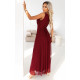 Rochie eleganta lunga burgundy vaporoasa cu glitter si un umar gol Azzurra Rochie eleganta lunga burgundy vaporoasa cu glitter si un umar gol Azzurra 3 - dyandra.ro