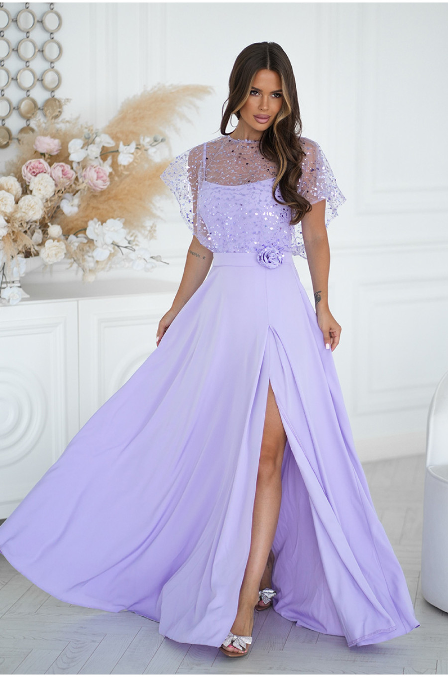 Rochie eleganta lunga lila cu paiete vaporoasa Azaliya Rochie eleganta lunga lila cu paiete vaporoasa Azaliya 1 - dyandra.ro