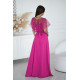 Rochie eleganta lunga fucsia cu paiete pe bust vaporoasa Azaliya 3 - dyandra.ro