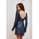 Rochie scurta paiete bleumarin navy mulata cu maneca lunga GemmaR Rochie scurta paiete bleumarin navy mulata cu maneca lunga GemmaR 3 - dyandra.ro