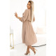 Rochie tip camasa cappuccino midi cu maneca lunga Asiyah 3 - dyandra.ro