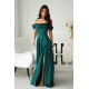 Rochie eleganta lunga glitter verde smarald cu umerii goi vaporoasa Delight 4 - dyandra.ro