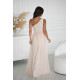 Rochie eleganta lunga din tulle bej cu paiete vaporoasa cu un umar gol Amaryllis Rochie eleganta lunga din tulle bej cu paiete vaporoasa cu un umar gol Amaryllis 3 - dyandra.ro
