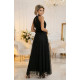 Rochie neagra eleganta lunga din tulle vaporoasa Selline 4 - dyandra.ro